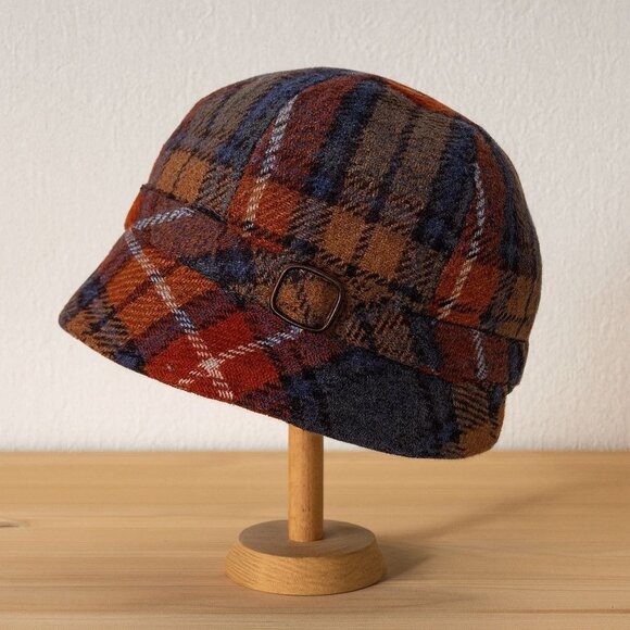 Vintage Irish Plaid Wool Hat Newsboy Cap Fall Bucket Cloche Autumn Campus Style - Picture 2 of 16
